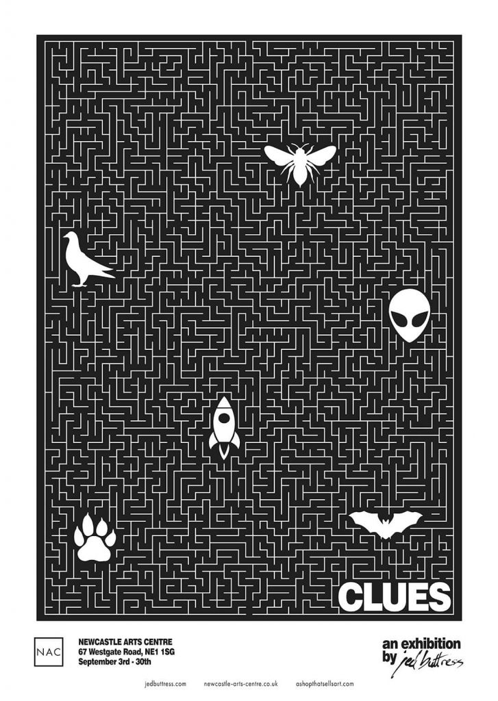 Clues-Exhibition-Jed-Buttress-Poster-Newcastle-Arts-Centre