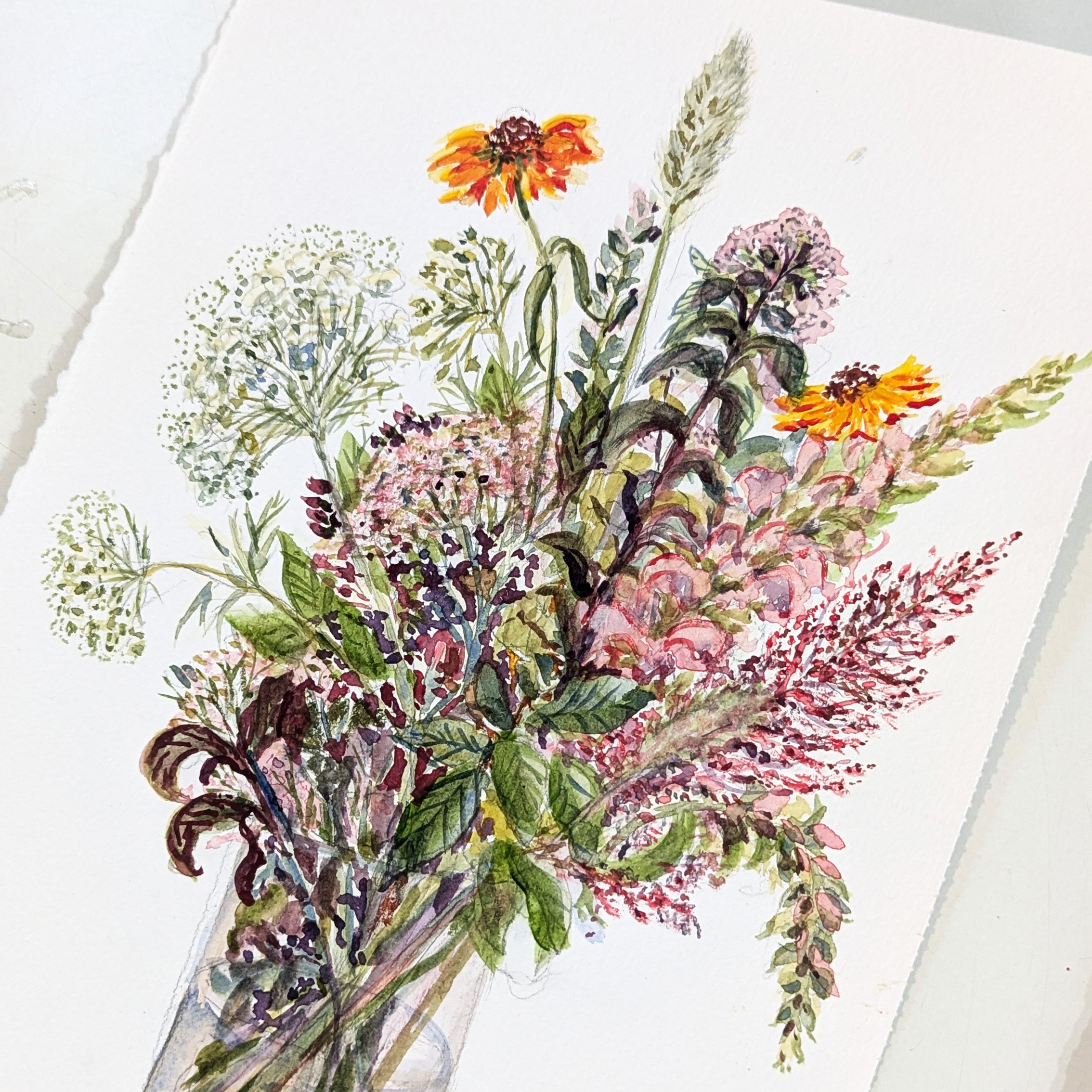 watercolour painting of flowers