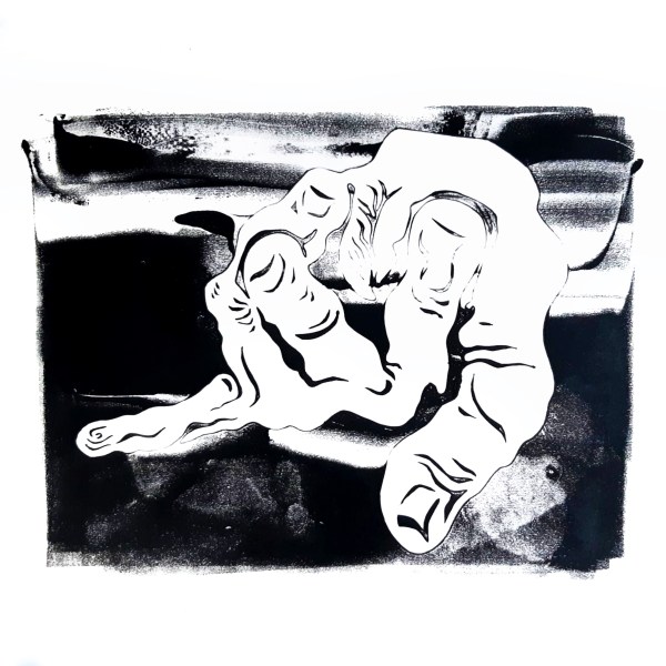 Black and white print image of hand